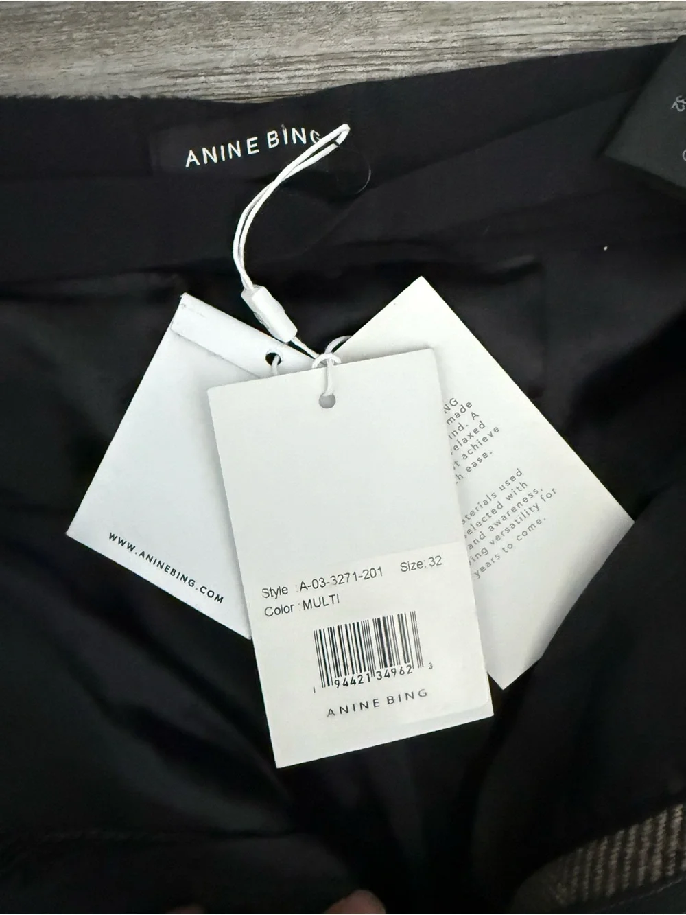 NWT Anine Bing Brice Herringbone Wool Trousers 32
